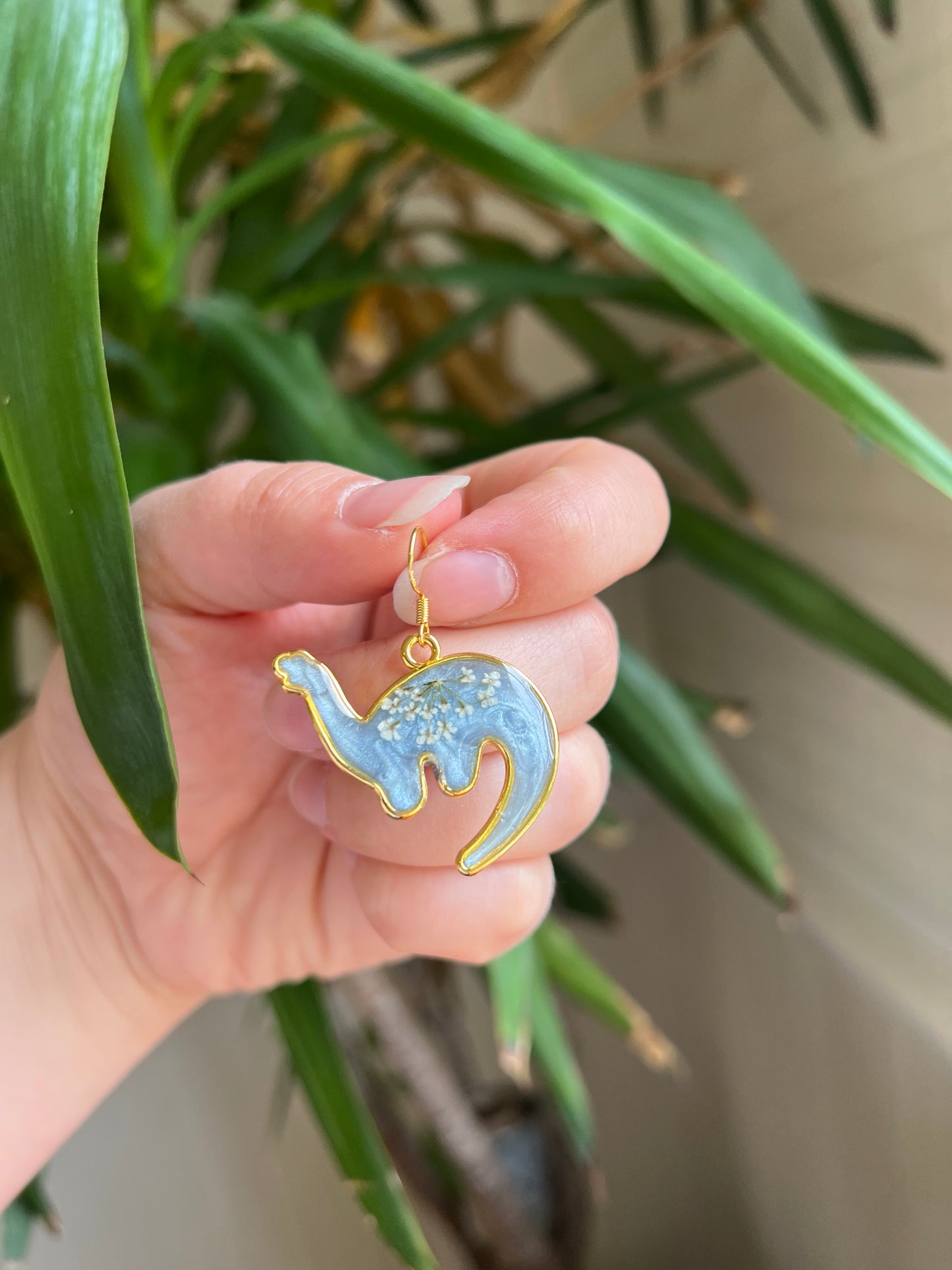Blue Bloom Dino Earrings