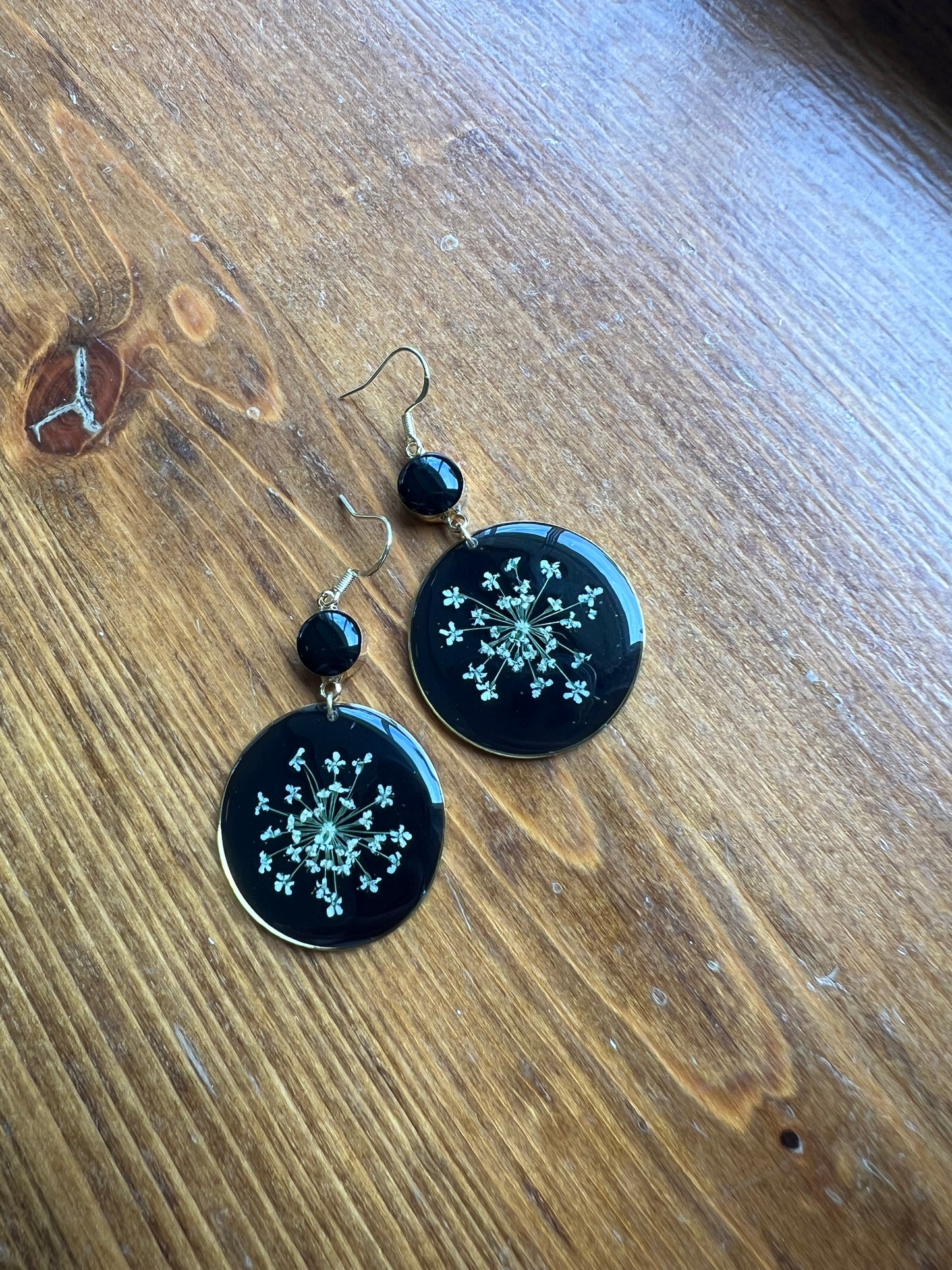 Black Queen Anne’s Lace Earrings