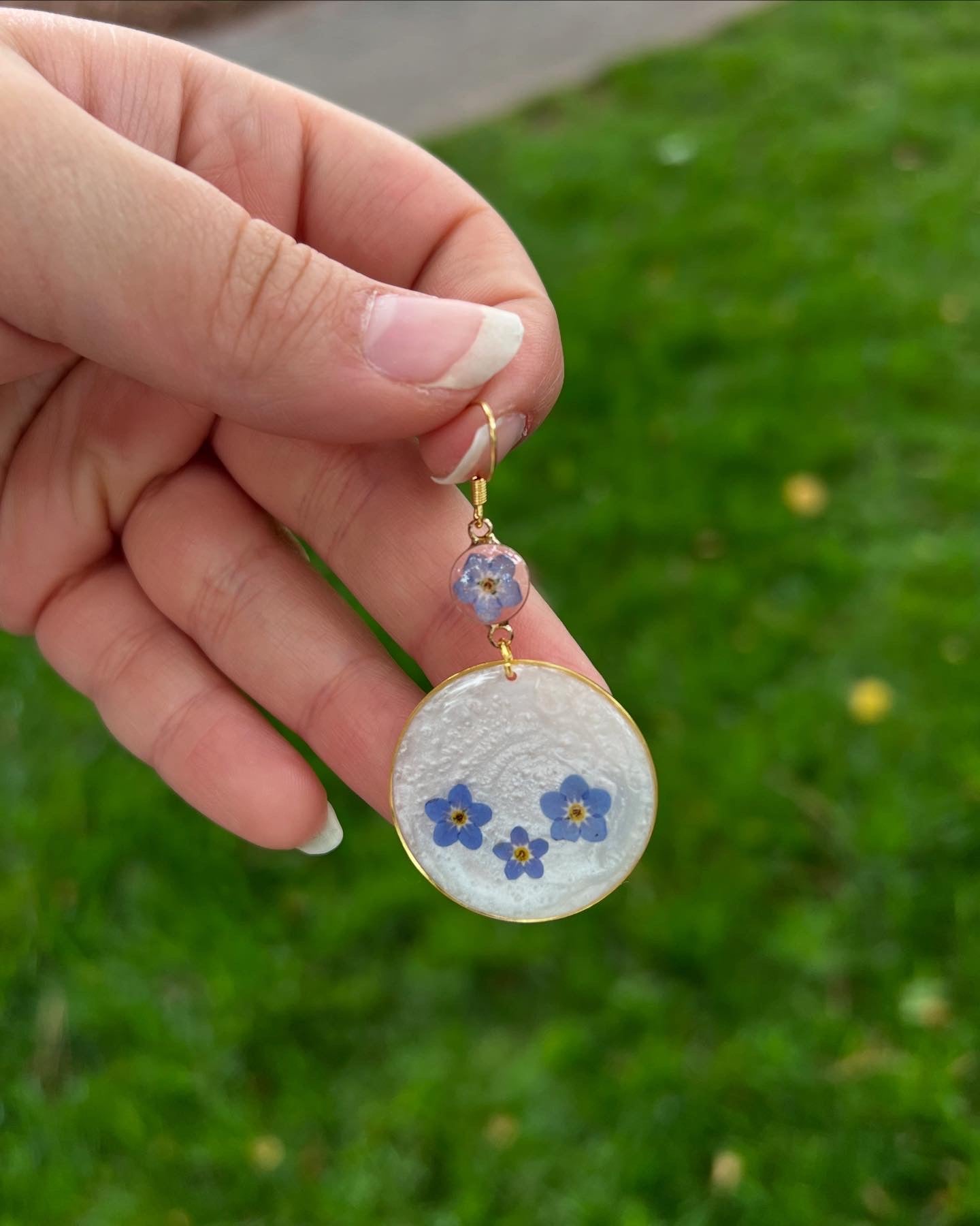 Forget Me Not Resin Dangle Earrings