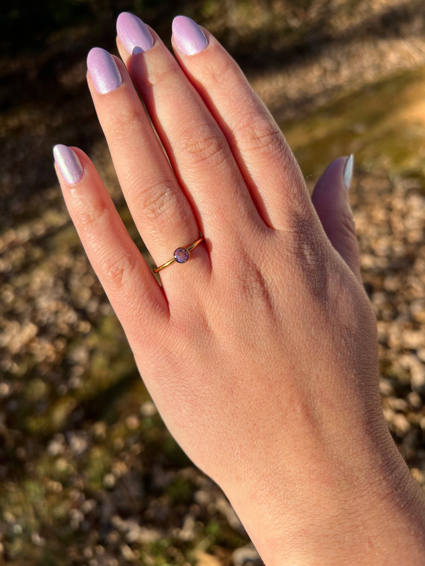 Petite Purple Copper Turquoise Ring