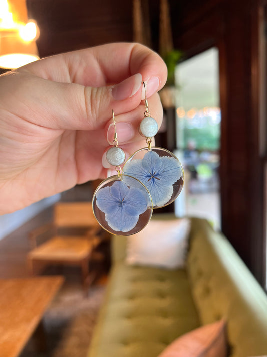 Hydrangea Floral Dangle Earrings