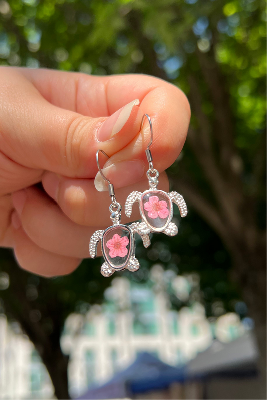 Pink Mini Turtle Earrings