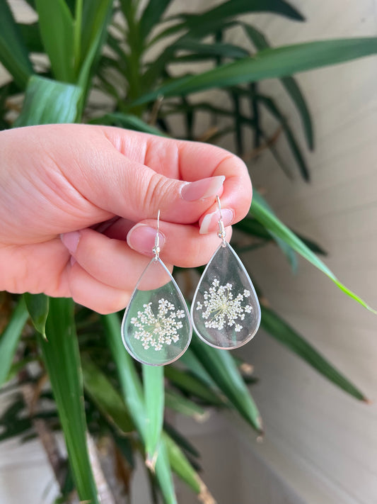 Silver Queen Anne's Lace Earrings