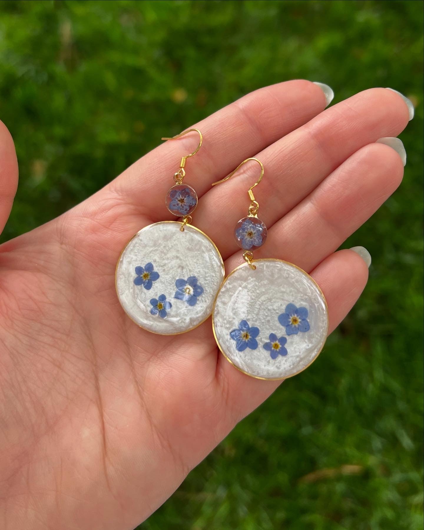 Forget Me Not Resin Dangle Earrings