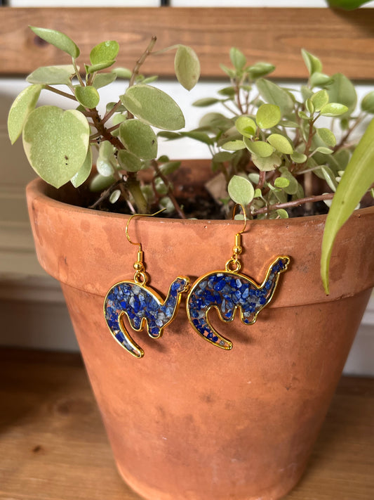 Crushed Lapis Dinosaur Earrings