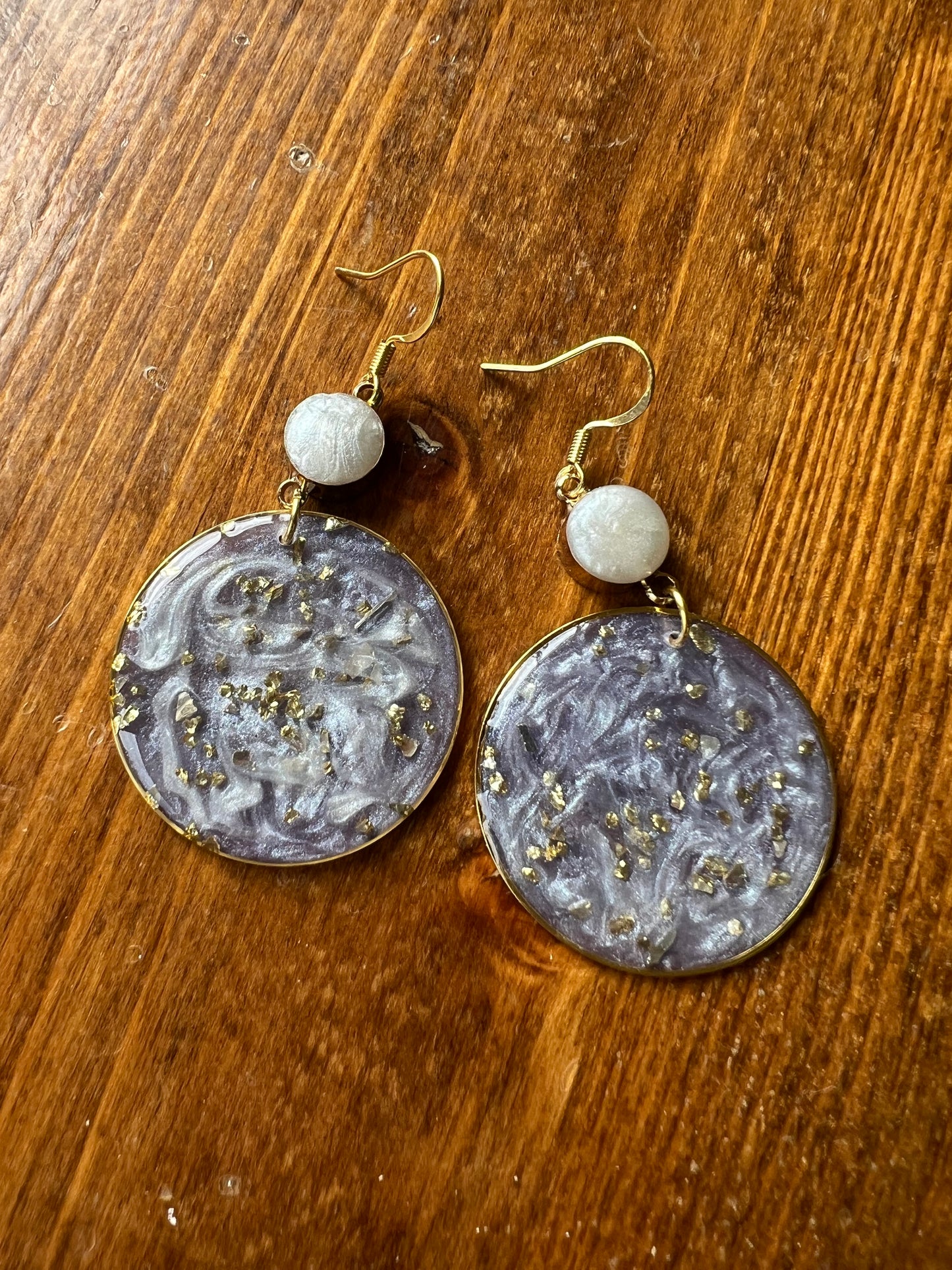 Purple Pearl Resin Earrings