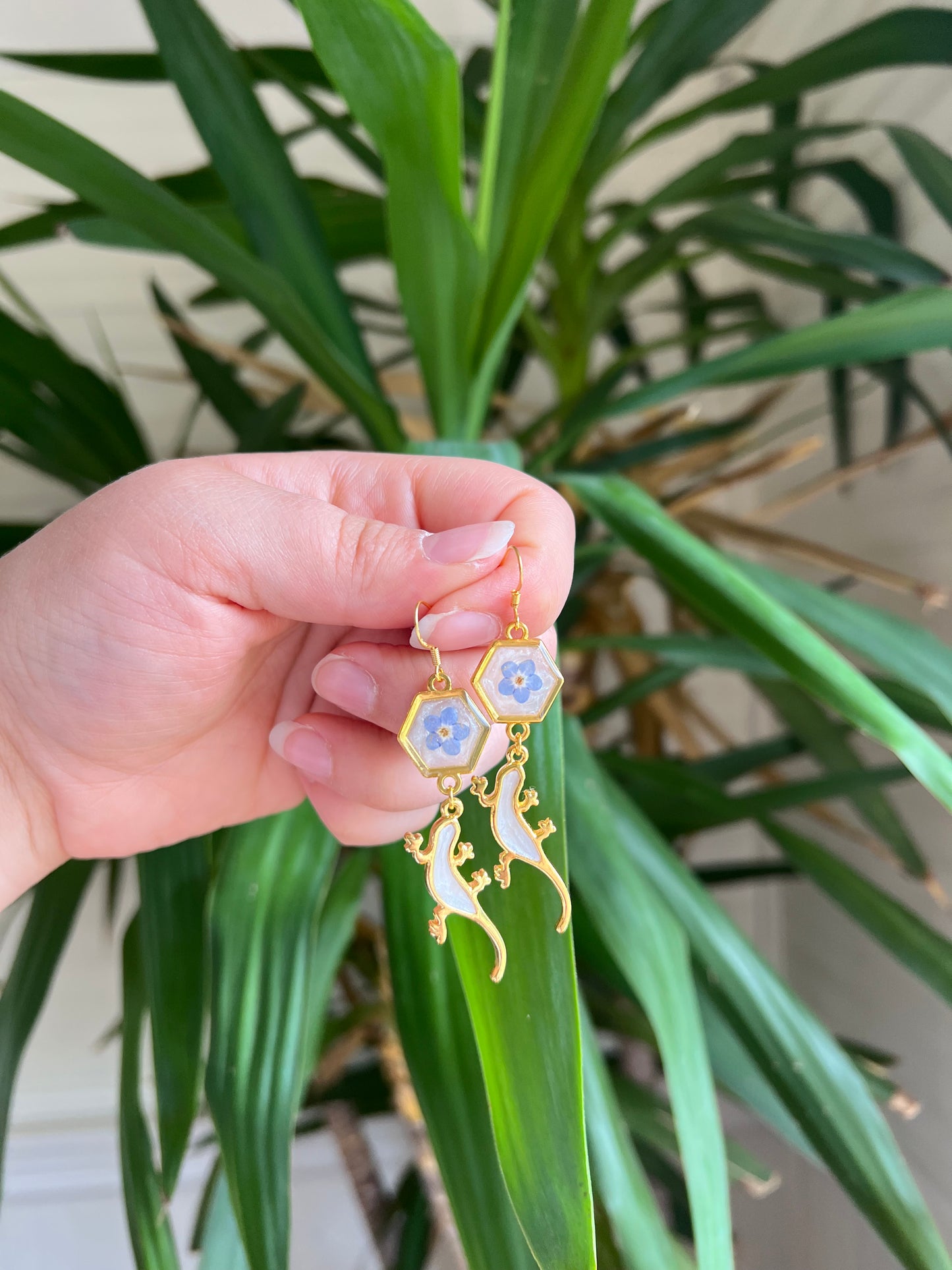 Forget Me Not Lizard Earrings