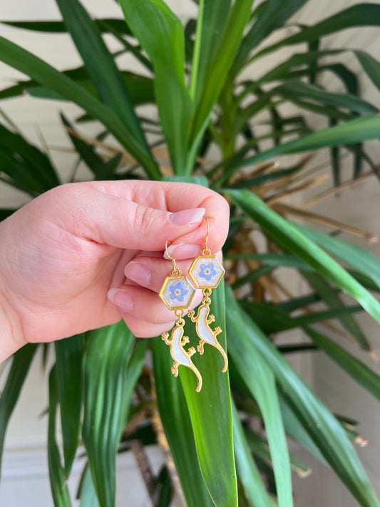 Forget Me Not Lizard Earrings