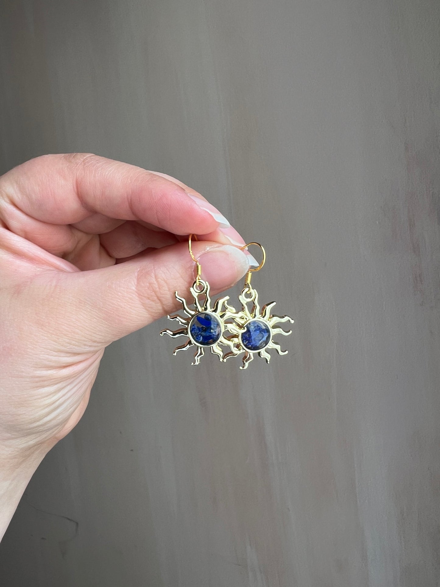 Golden Sun Lapis Earrings