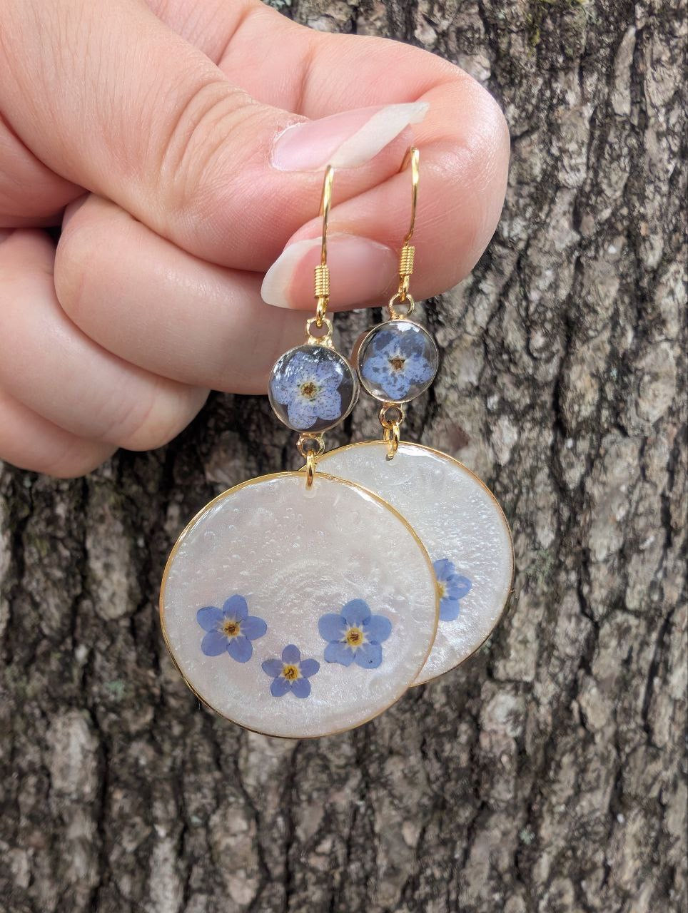 Forget Me Not Resin Dangle Earrings