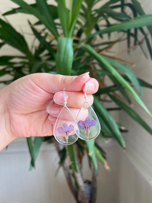 Violet Silver Floral Earrings