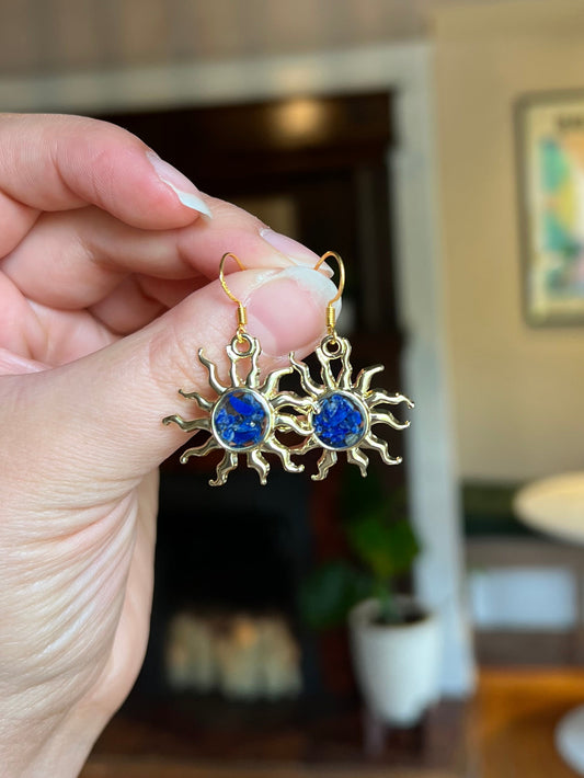 Golden Sun Lapis Earrings