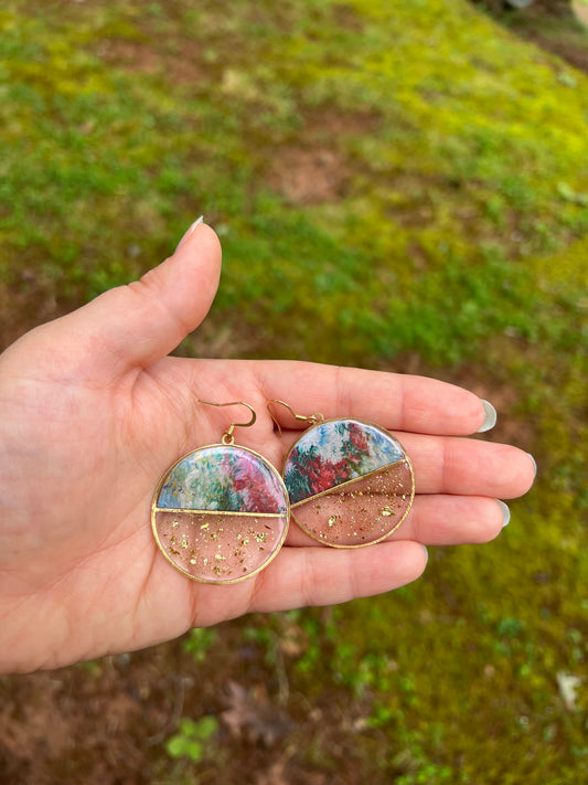 Silent Garden - Handmade Artisan Earrings with Gold Flake