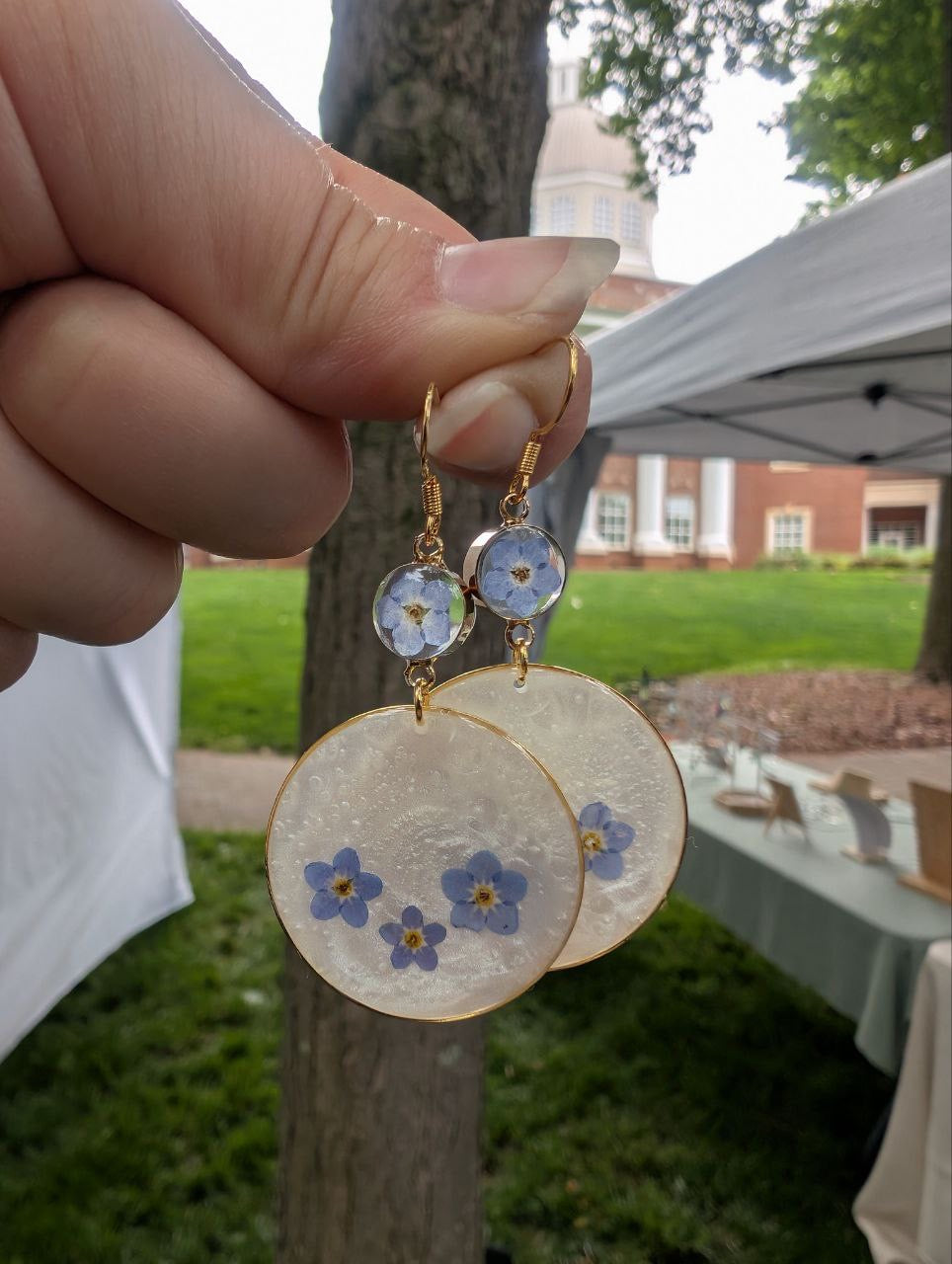 Forget Me Not Resin Dangle Earrings