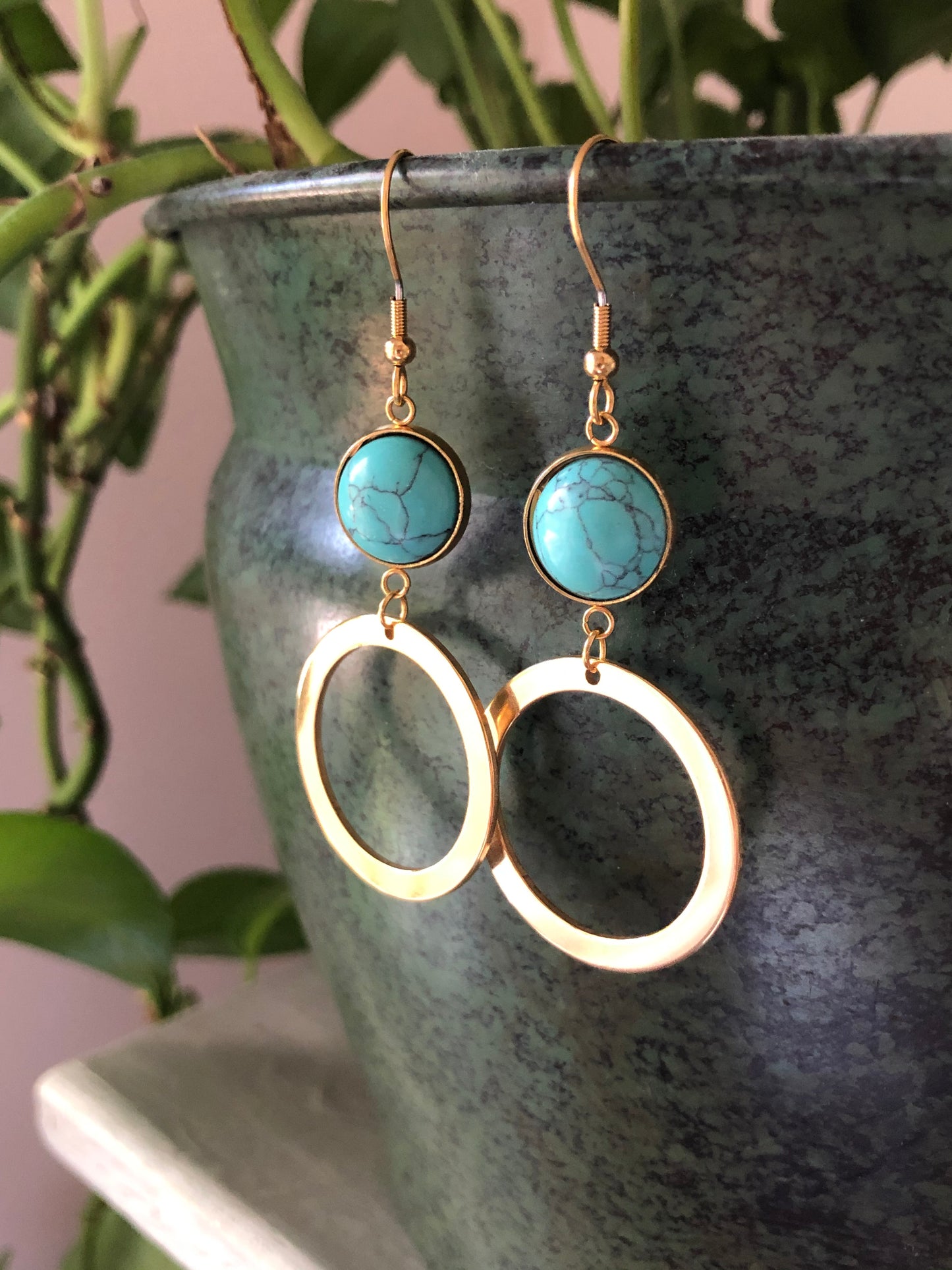Turquoise Howlite Dangle Earrings