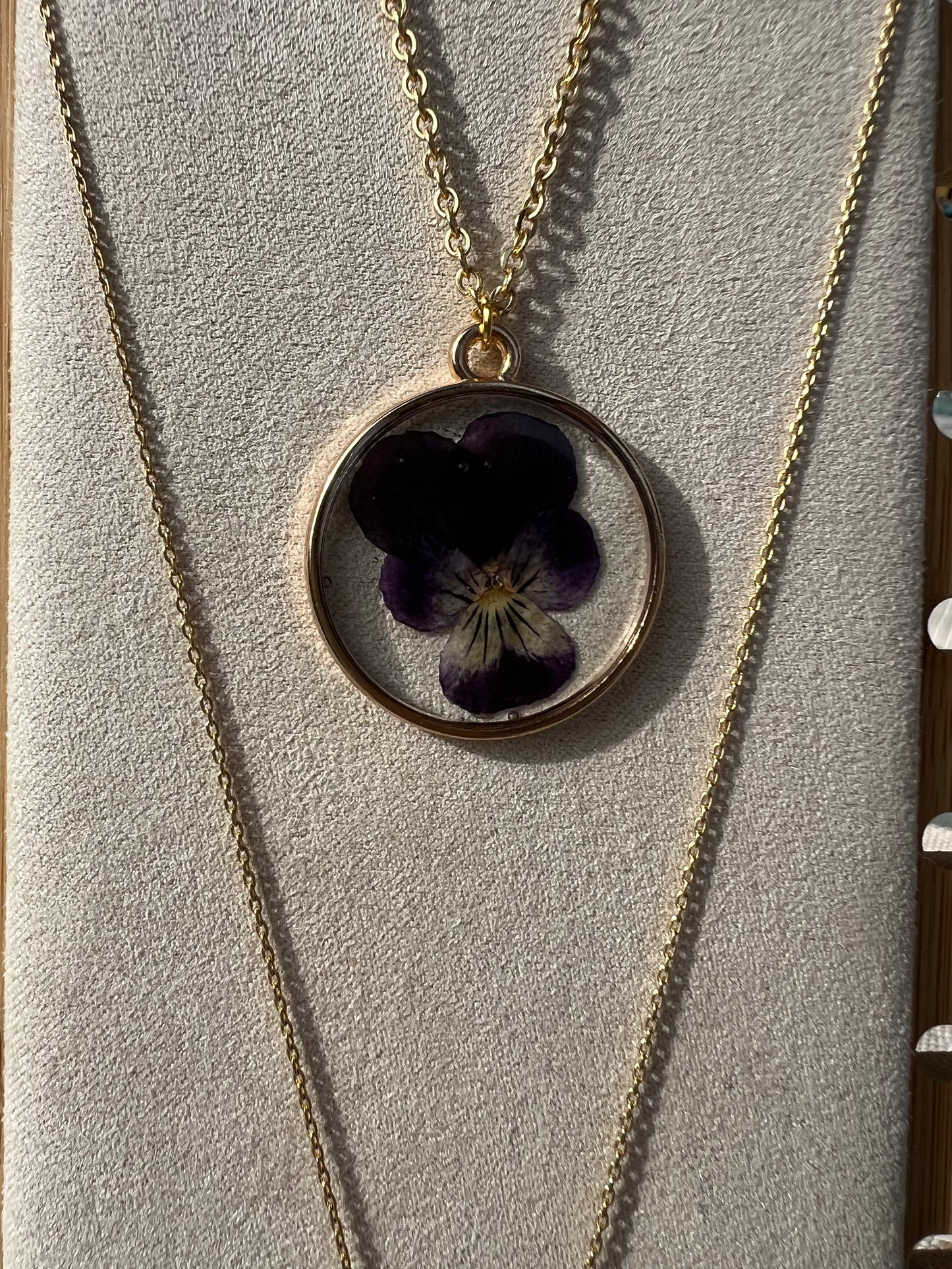 Gold Pansy Flower Necklace