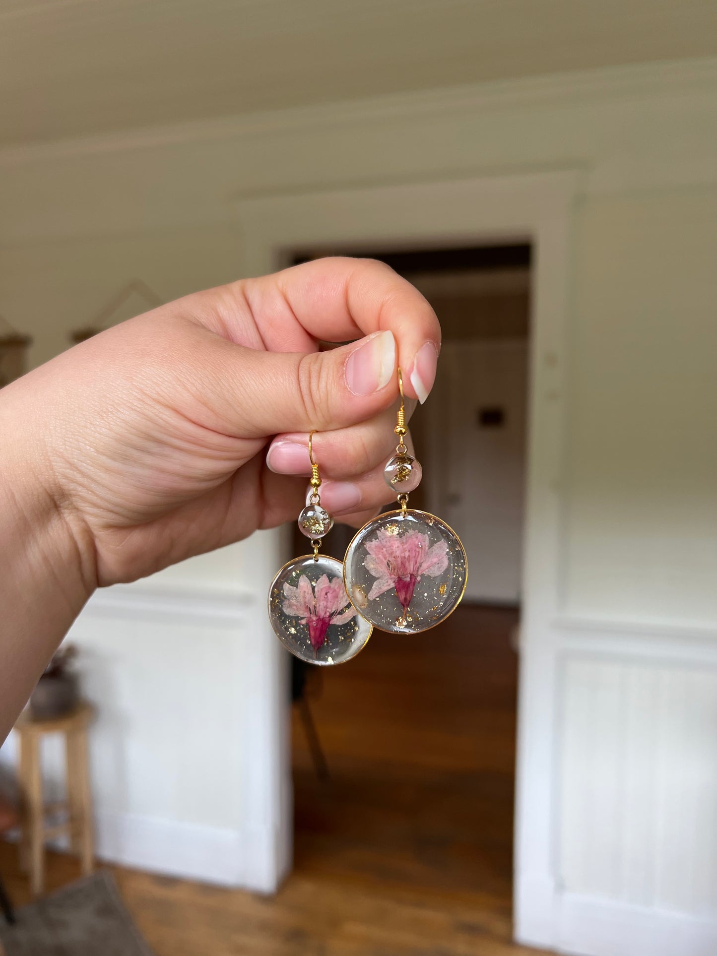 Blossom Kiss – Pink Cherry Blossom Floral Dangle Earrings