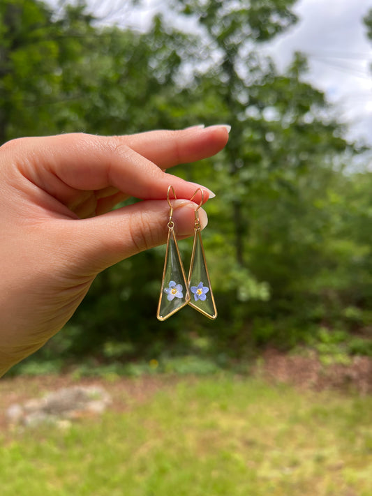 Abstract Triangular Forget Me Not Earrings