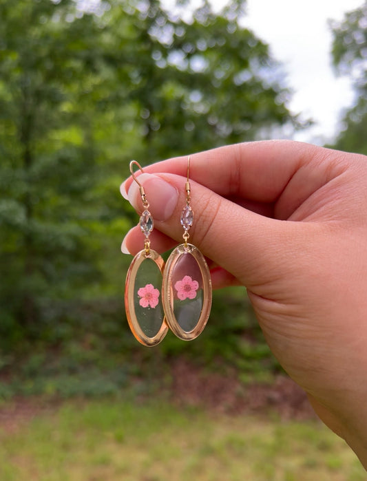 Petal Prism – Geometric Floral Dangle Earrings