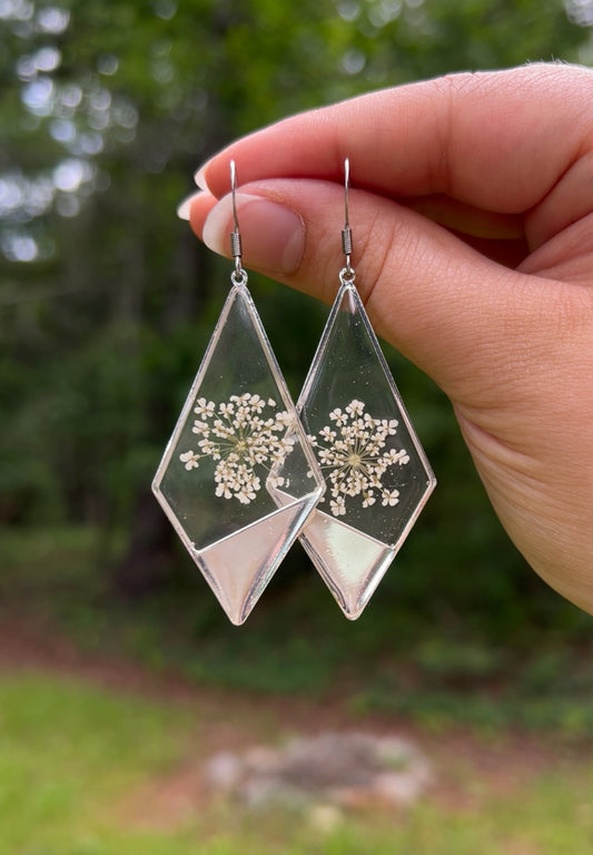 Silver Kite Abstract Queen Anne’s Lace Earrings