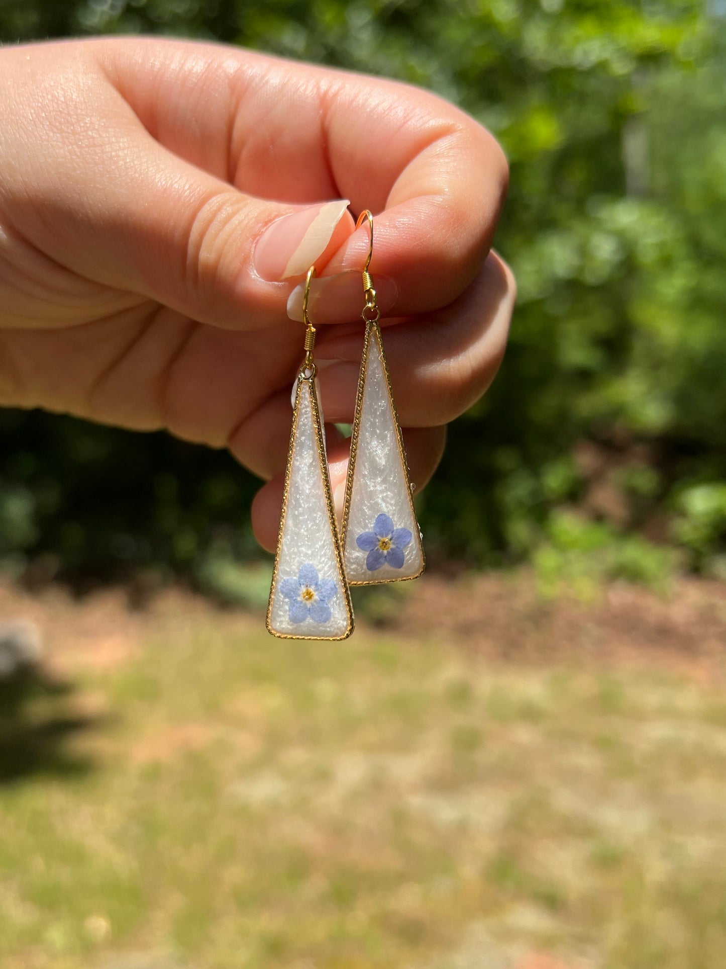 Forget-Me-Not Triangle Earrings