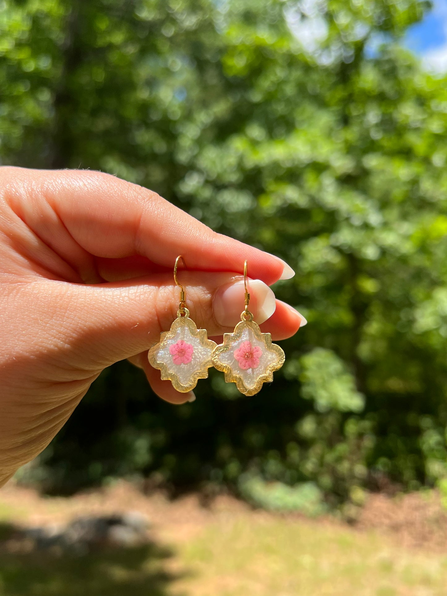 Petite Pink Forget Me Not Earrings