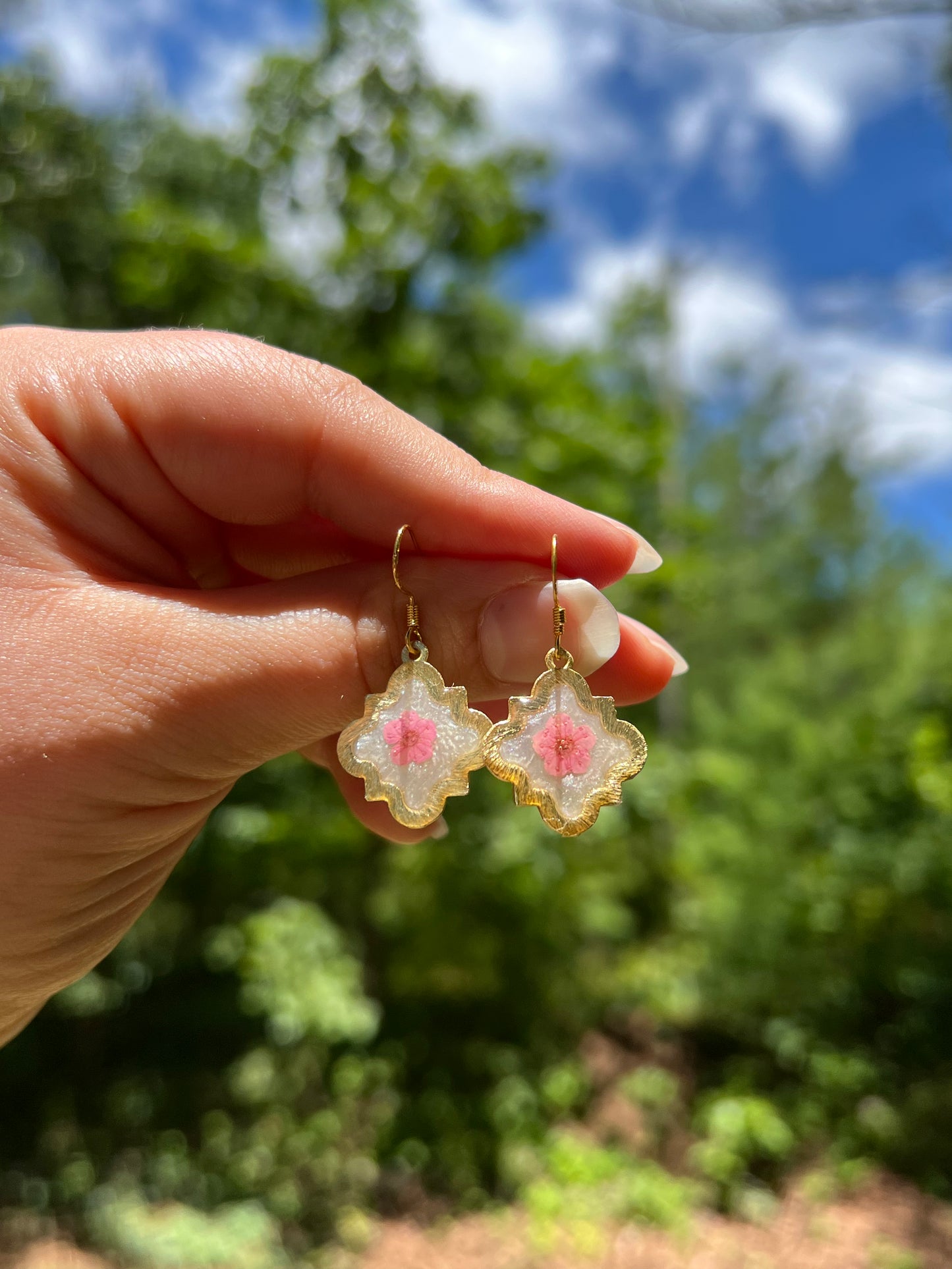 Petite Pink Forget Me Not Earrings