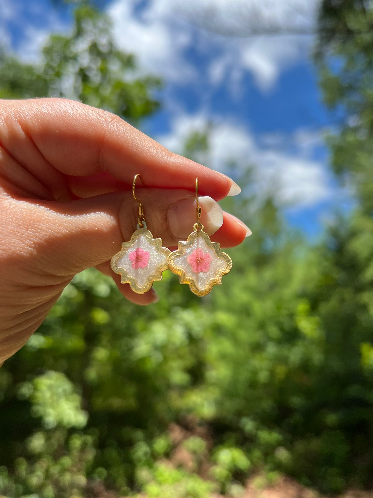 Petite Pink Forget Me Not Earrings
