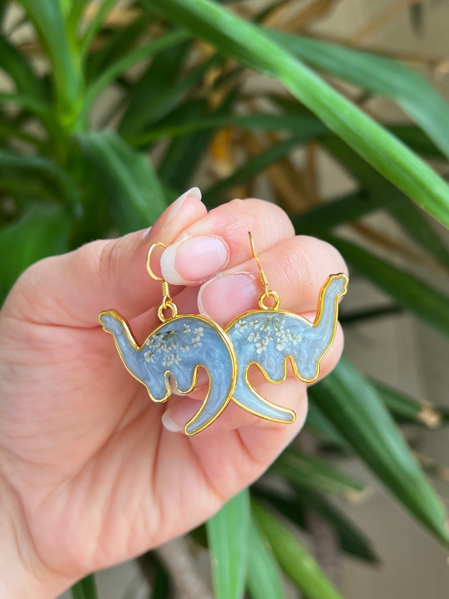 Blue Bloom Dino Earrings
