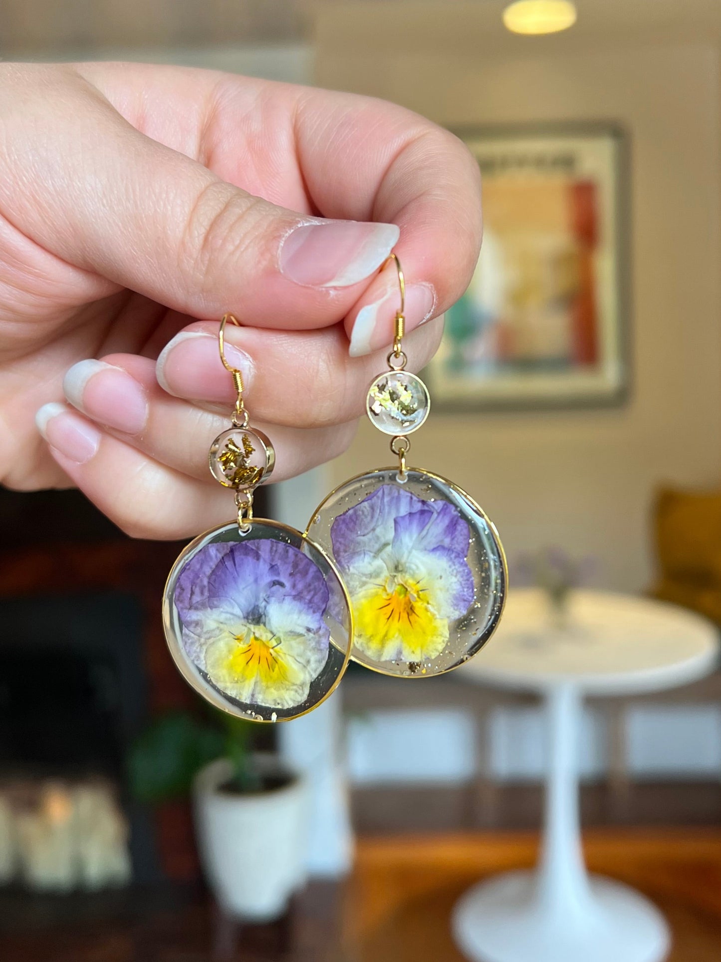 Pansy Sunset Floral Earrings