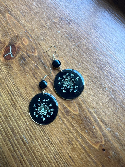 Black Queen Anne’s Lace Earrings