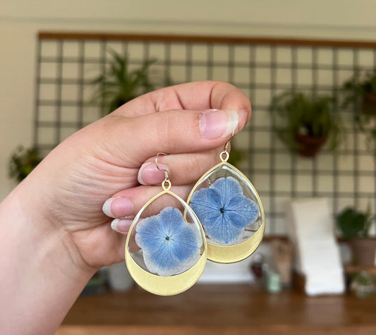 Hydrangea Tear Drop Earrings