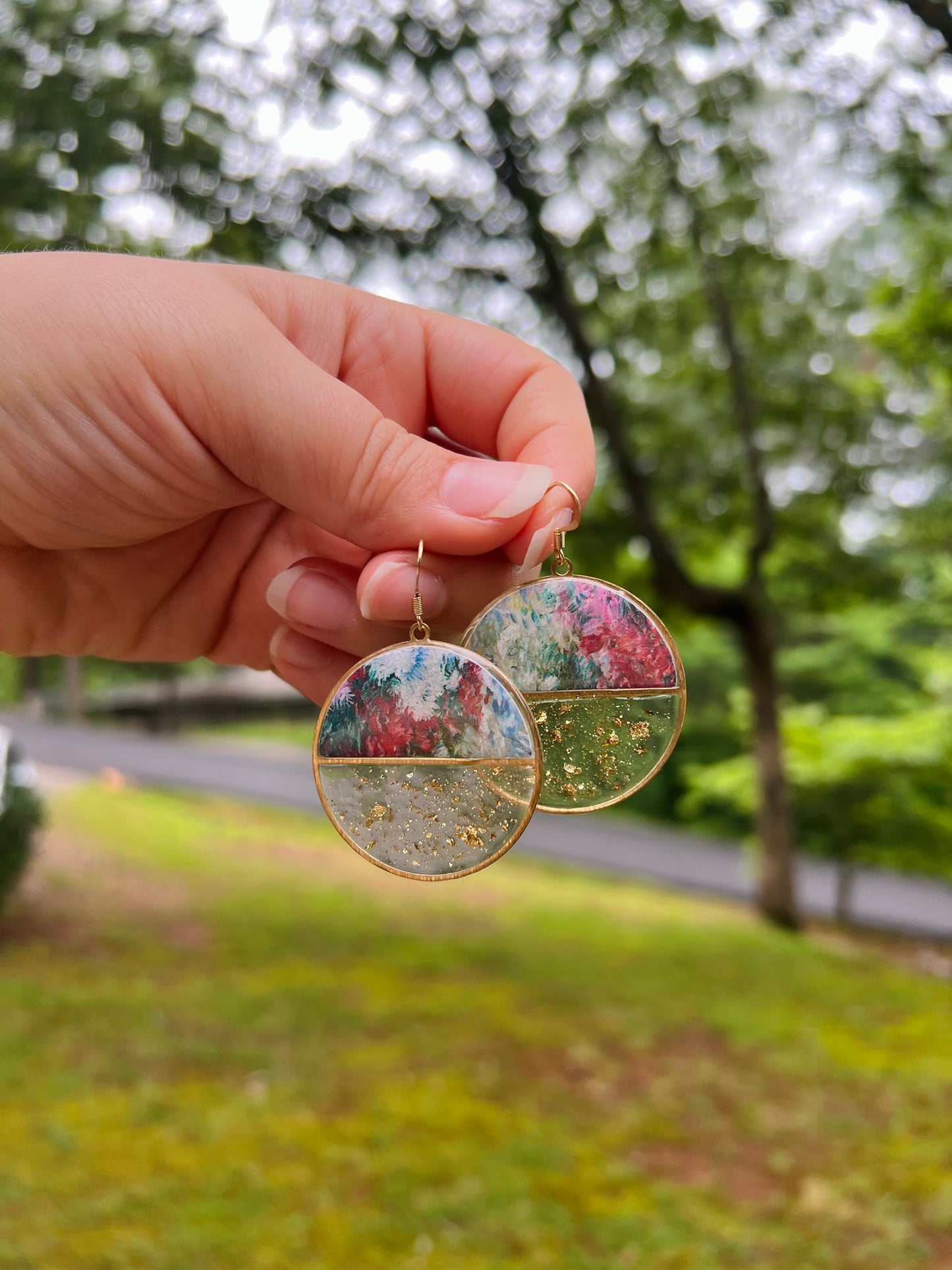 Silent Garden - Handmade Artisan Earrings with Gold Flake