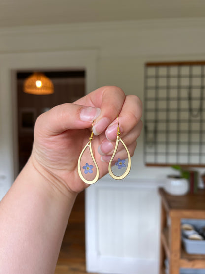 Blue Forget-Me-Not Resin Earrings