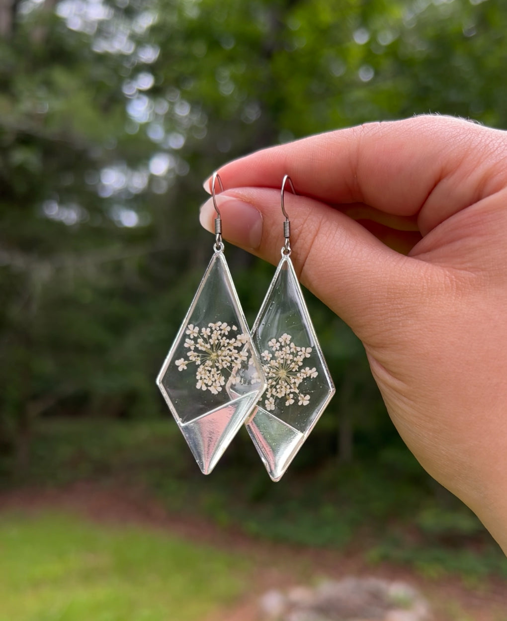 Silver Kite Abstract Queen Anne’s Lace Earrings