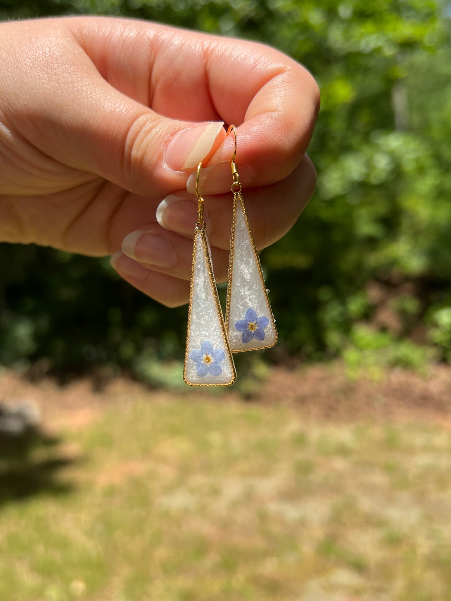 Forget-Me-Not Triangle Earrings