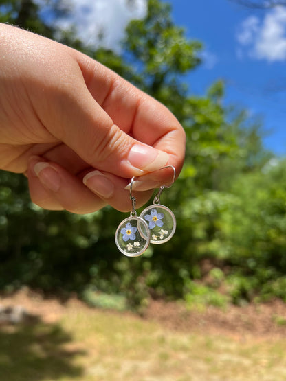 Forget-Me-Not Resin Drop Earrings