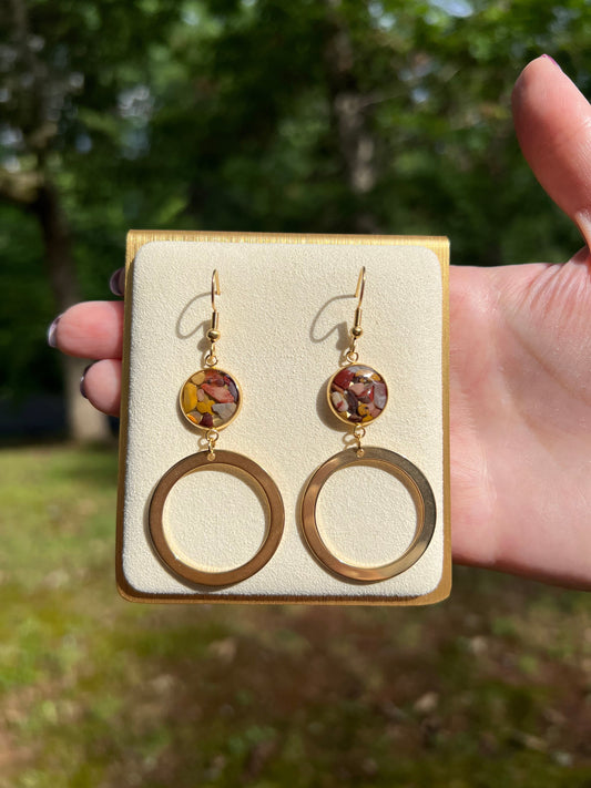 Mookaite Gold Dangle Earrings