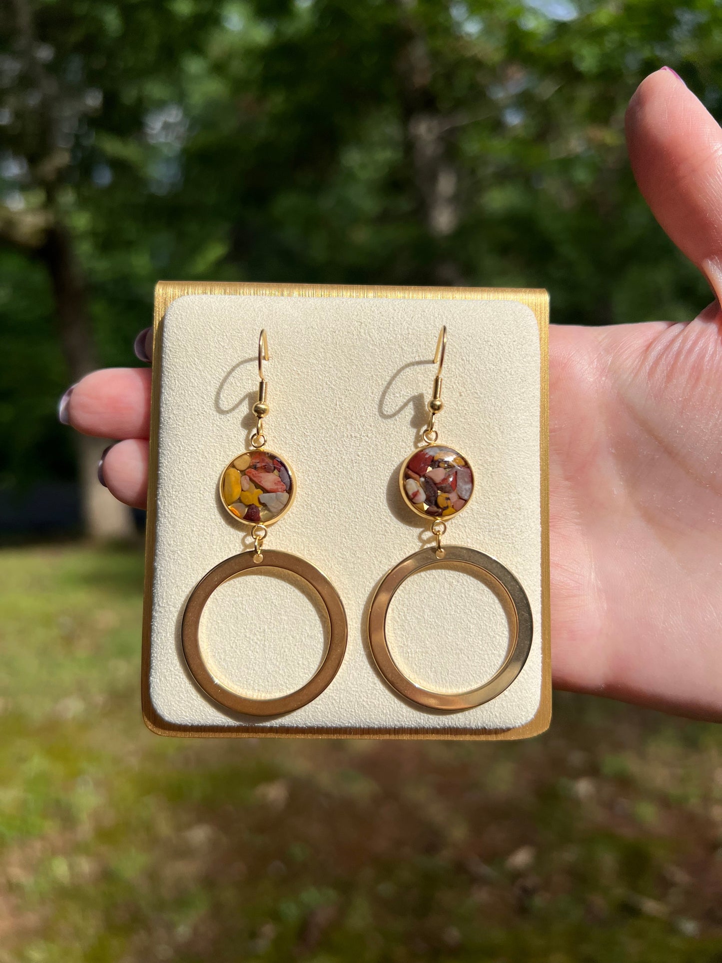 Mookaite Gold Dangle Earrings