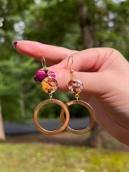 Mookaite Gold Dangle Earrings