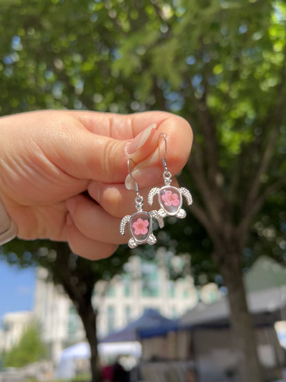 Pink Mini Turtle Earrings