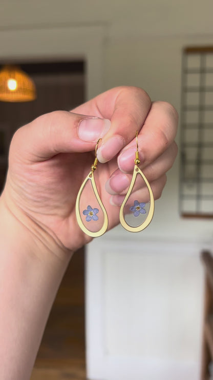 Blue Forget-Me-Not Resin Earrings