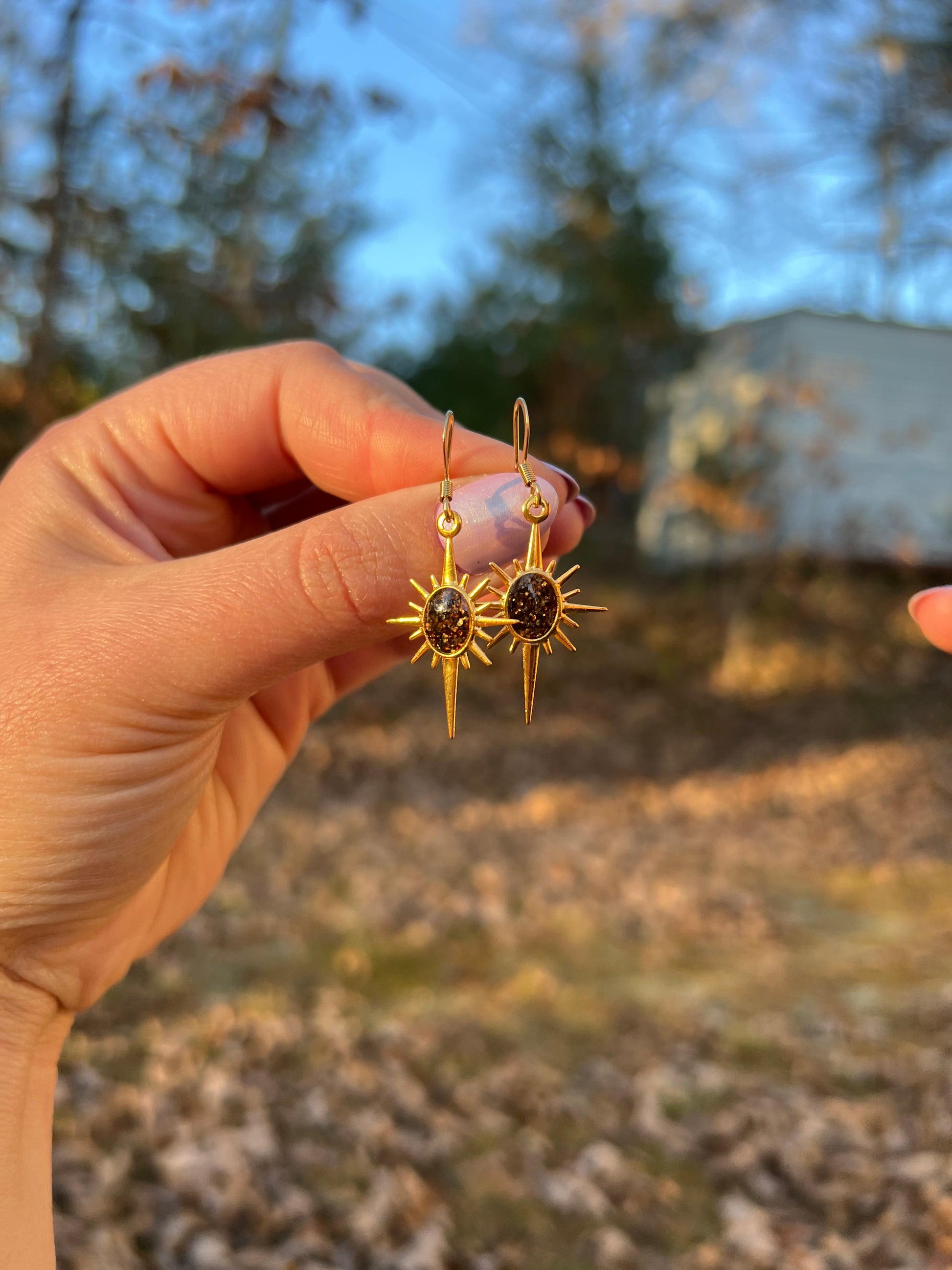 handmade brown gemstone earrings